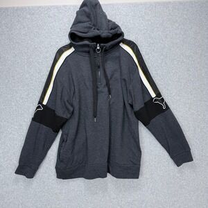 PINK Victoria's Secret‎ 1/4 Zip Hoodie L Gray Athleisure, Sporty, Sherpa Lines